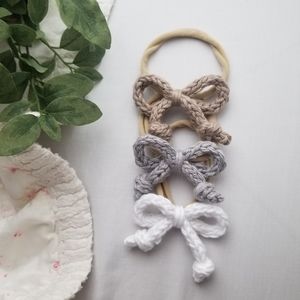 Baby Knitted Bow Headband Set